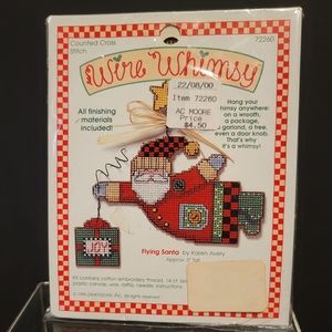 Wire Whimsy "Flying Santa" Christmas Counted Cross Stitch Kit